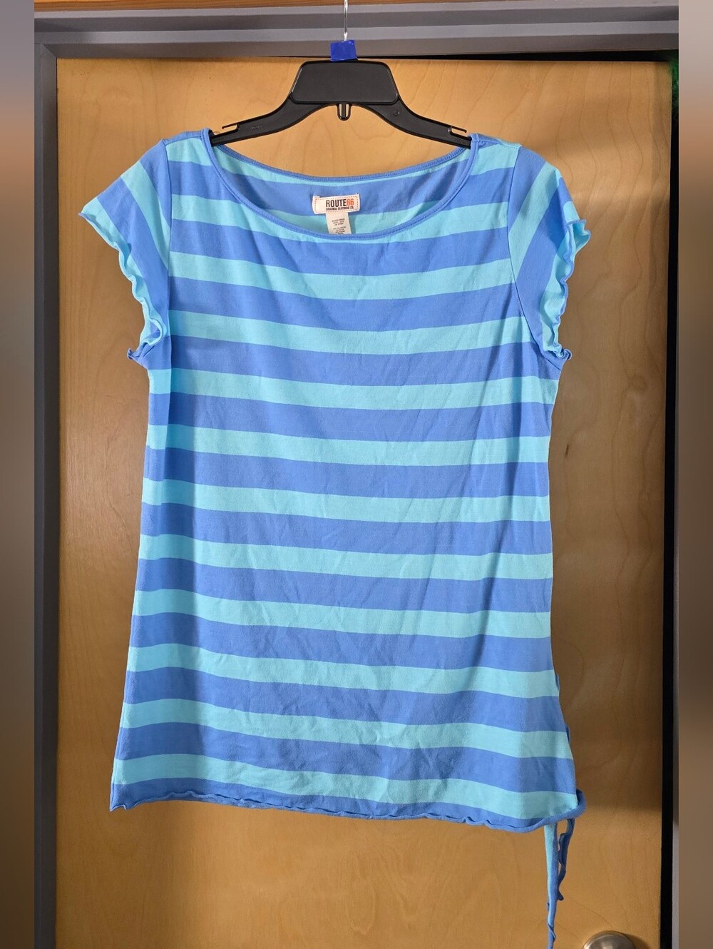 Route 66 Blue Striped Women's Short-Sleeve Top